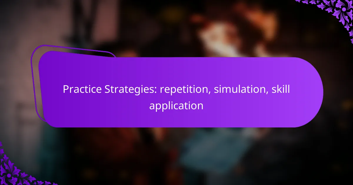 Practice Strategies: repetition, simulation, skill application