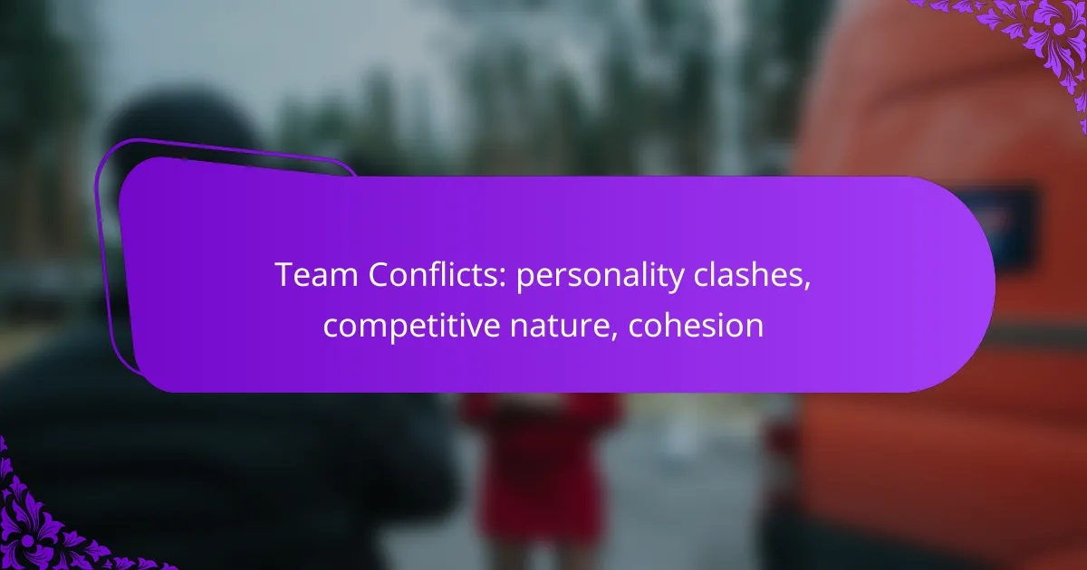 Team Conflicts: personality clashes, competitive nature, cohesion