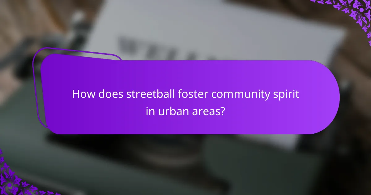 How does streetball foster community spirit in urban areas?