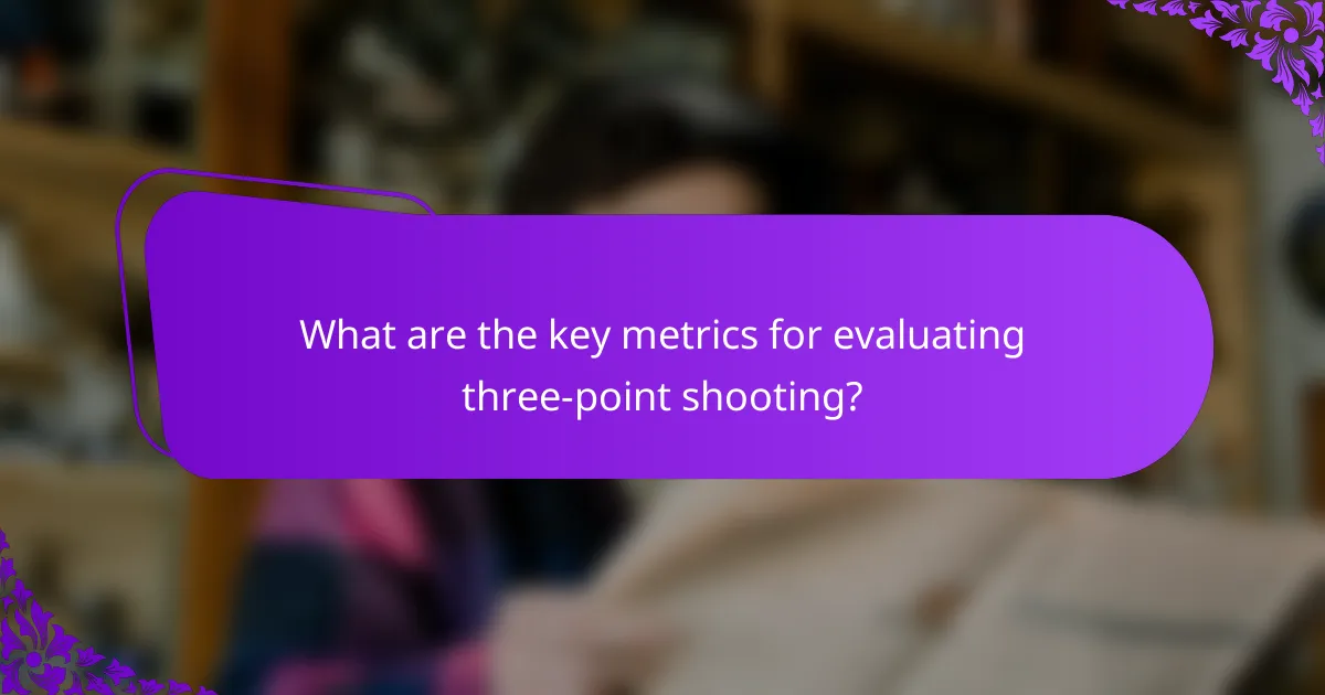 What are the key metrics for evaluating three-point shooting?